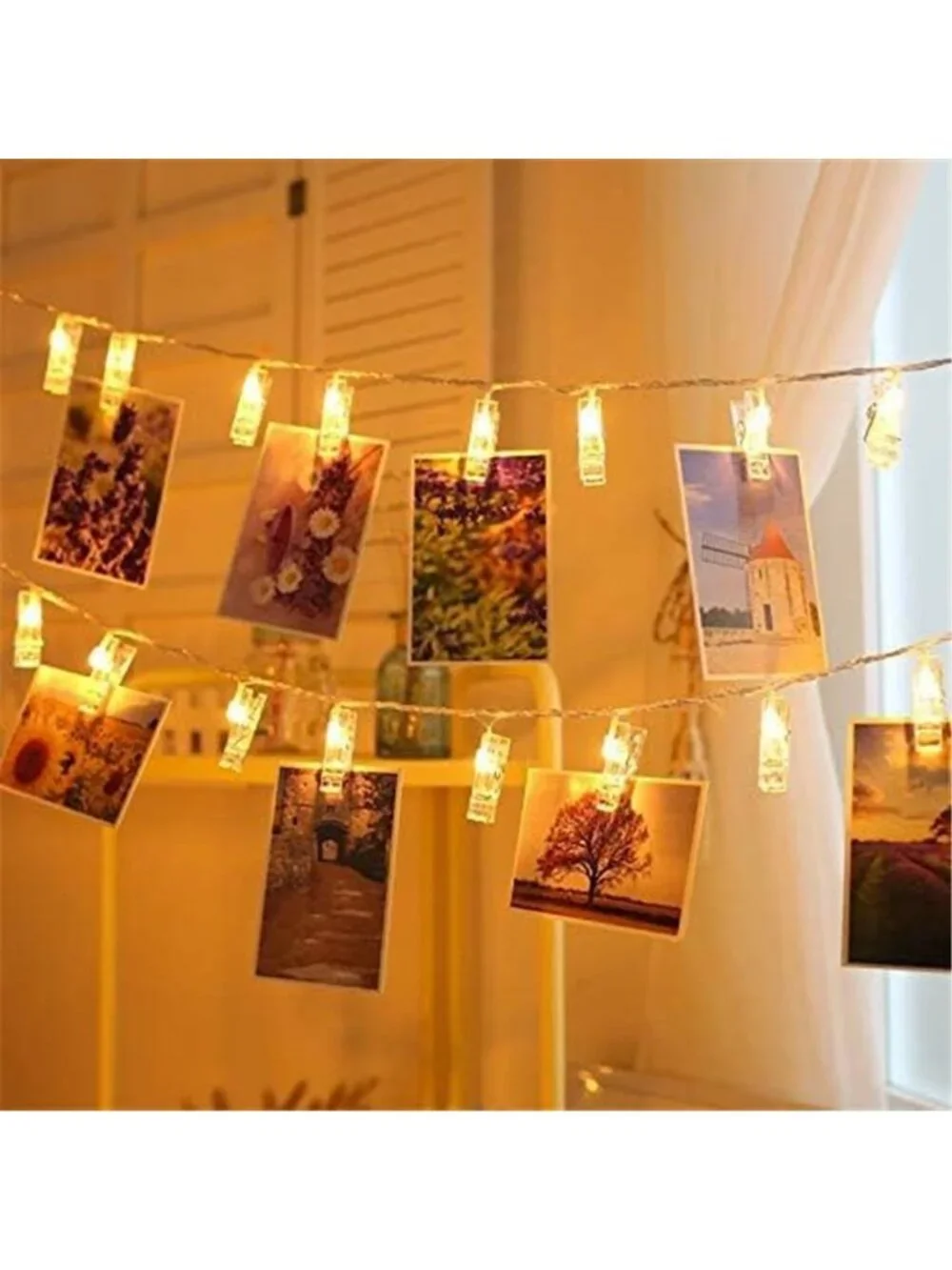 LED Photo Clip String Lights Warm White Fairy Lights Bedroom Wall Decor